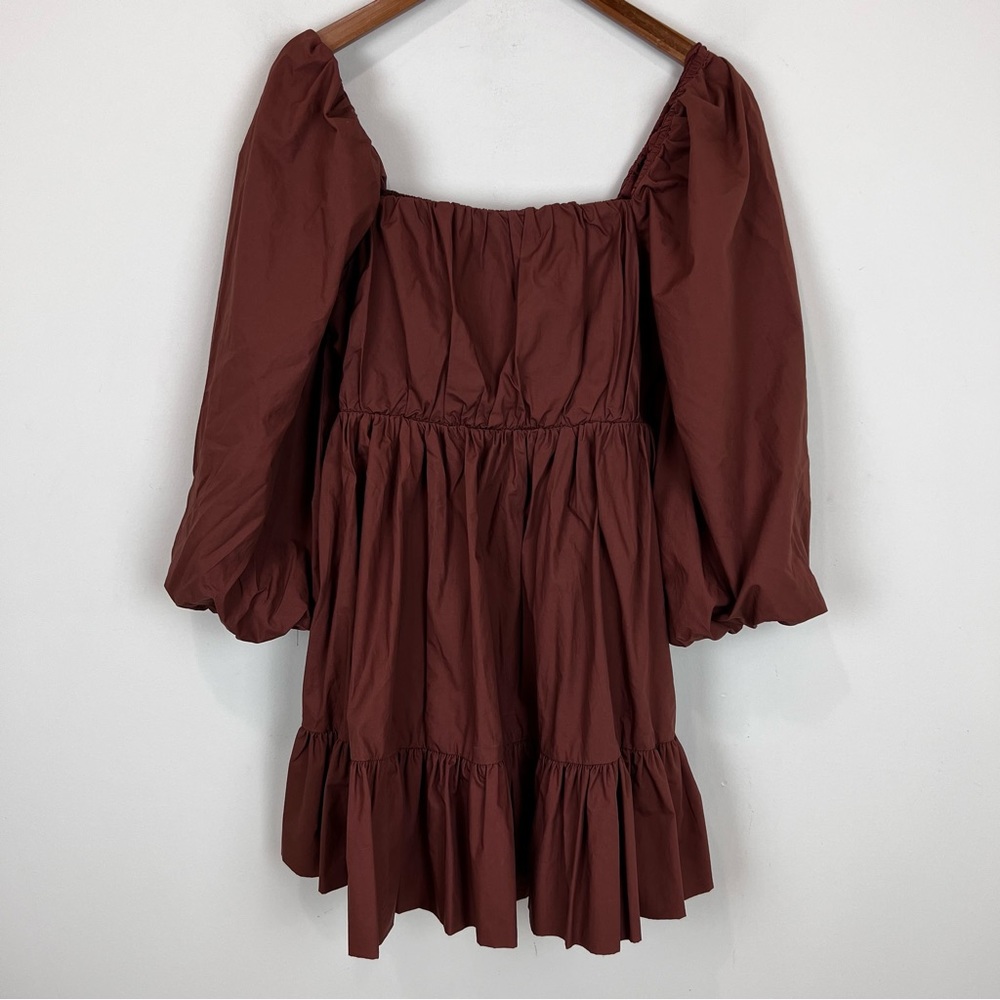 Anthropologie Rust Brown Tiered Mini Dress - Picture 2 of 15